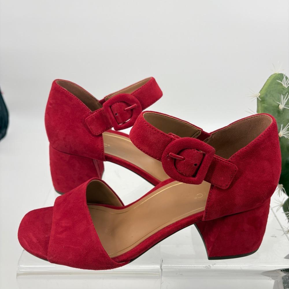 New Vionic Chardonnay Heeled Comfort Sandals Hook & Loop Closure Red Size 11